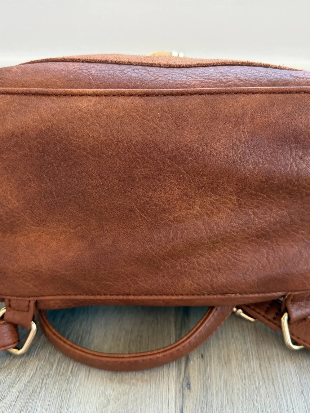 Brown Vegan leather and suede Moda Luxe Convertible backpack